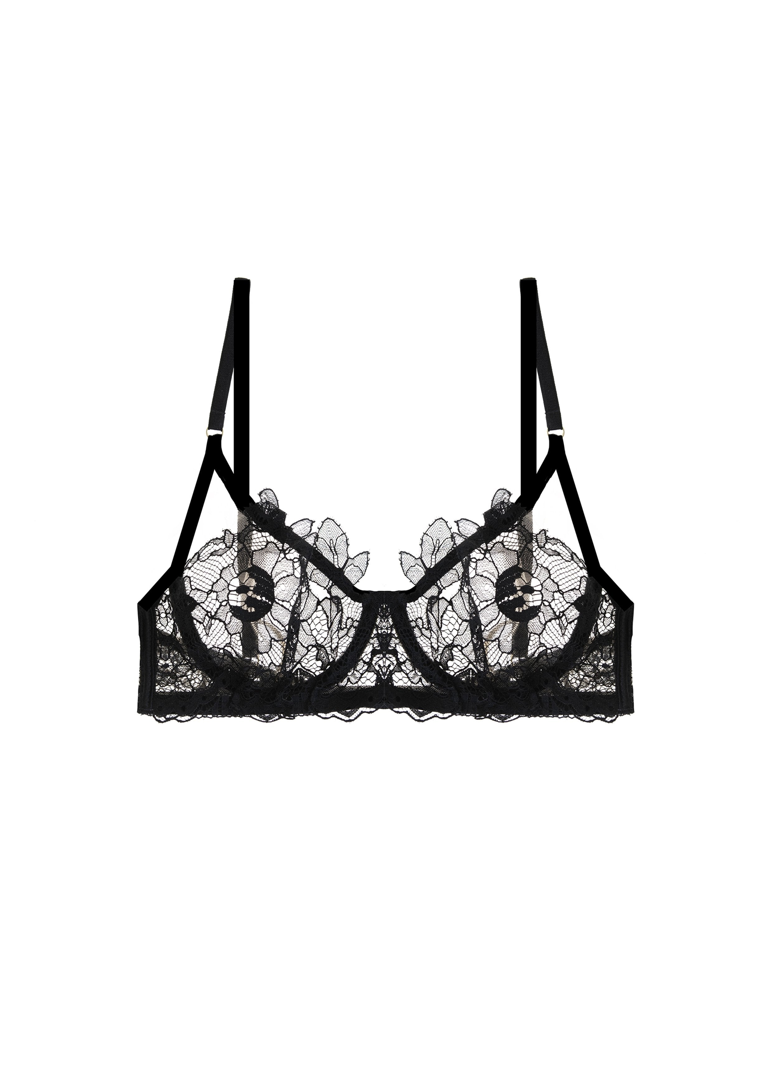 God Save Queens Exclusive Jolie lace strappy bralette with logo detail in  black - ShopStyle Bras